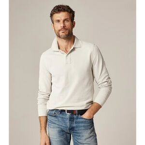 NWT J. Crew Long-sleeve Classic Piqué Polo Shirt Stone